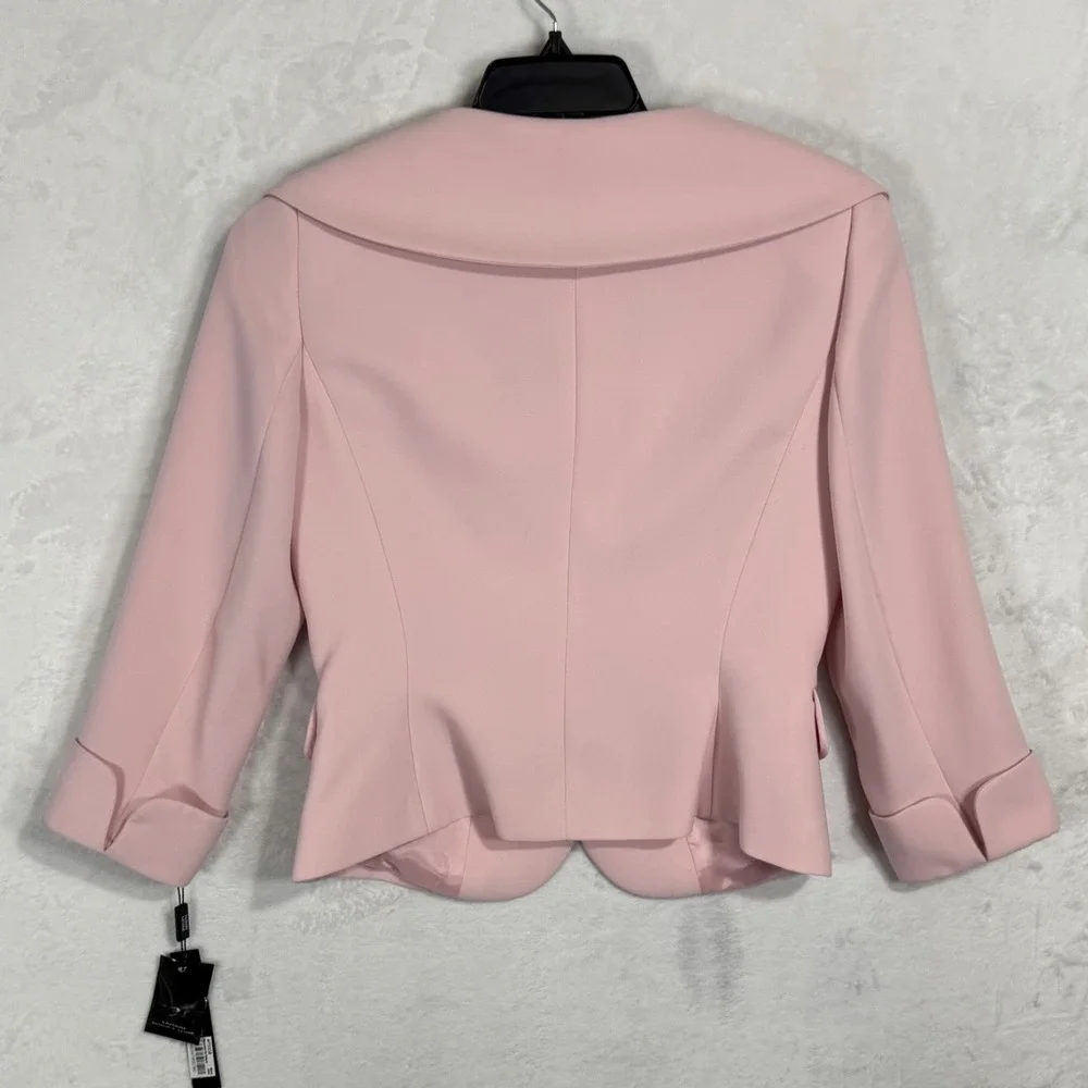 NWT Tahari ASL Pink Skirt Suit Size 6 4 Bow Collar Jacket Spring Pastel 2 Pc Set - Picture 9 of 16